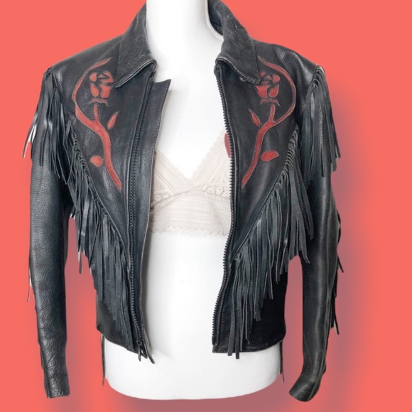 Vintage Jackets & Blazers - Vintage | 🐅 Tiger King Leather Rose Jacket